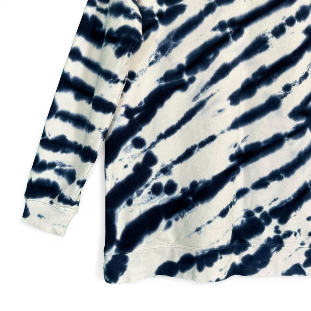 Lands End Sweatshirt Serious Sweats Tie Dye Crewneck Navy White Larg Tal 14 16 - Picture 10 of 11